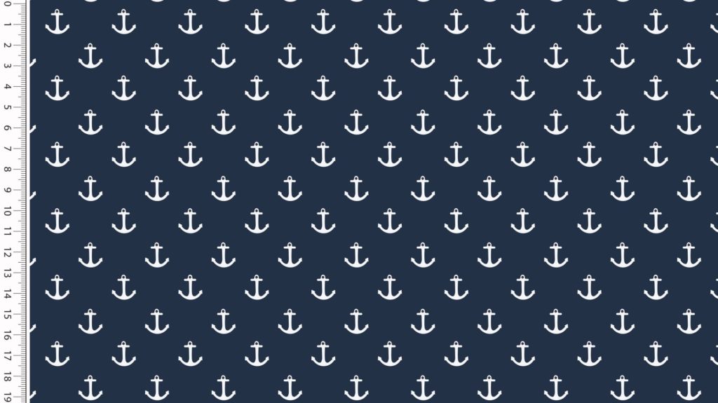 Popeline Coton – Motif Ancre Marine