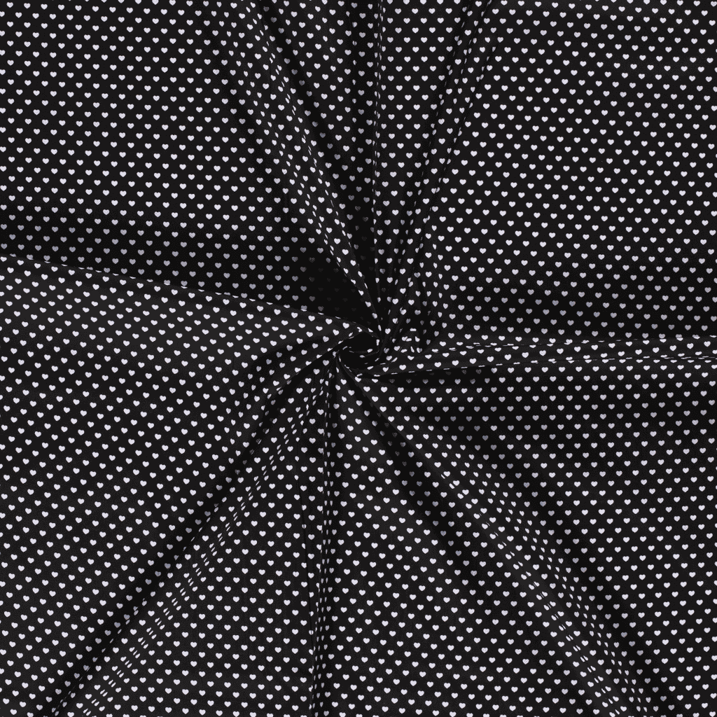 tissu noir coeur blanc