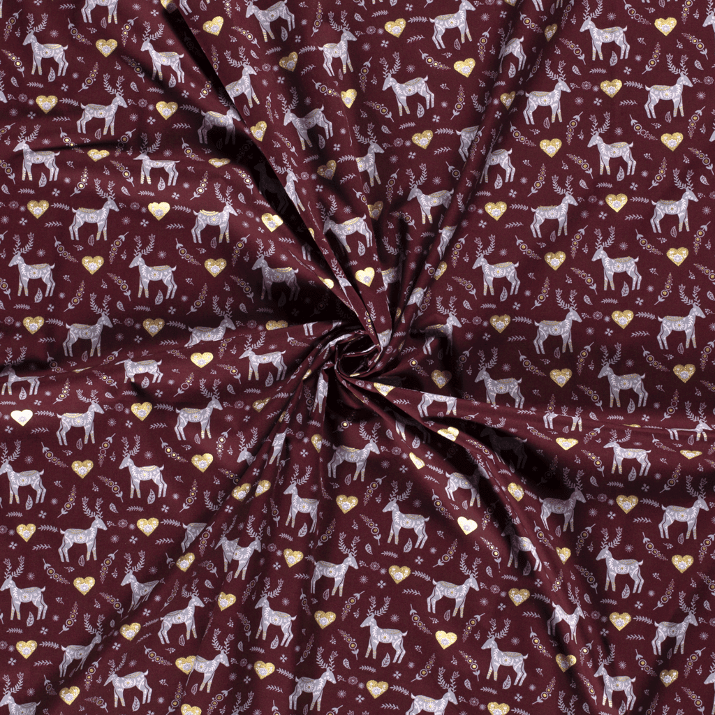 Popeline Coton – Motif Noël Rennes