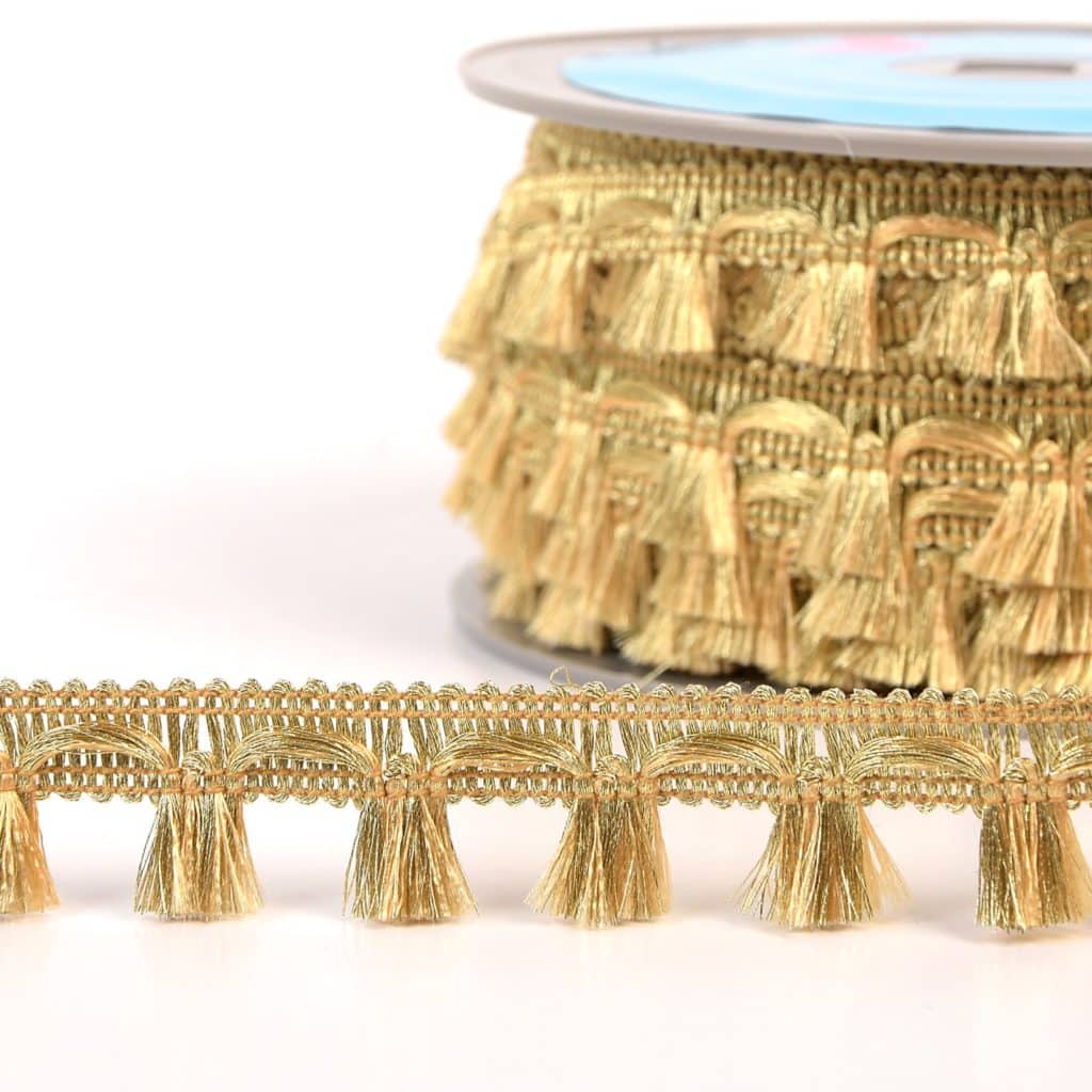 Frange À Pompons Espacés Aspect Metal