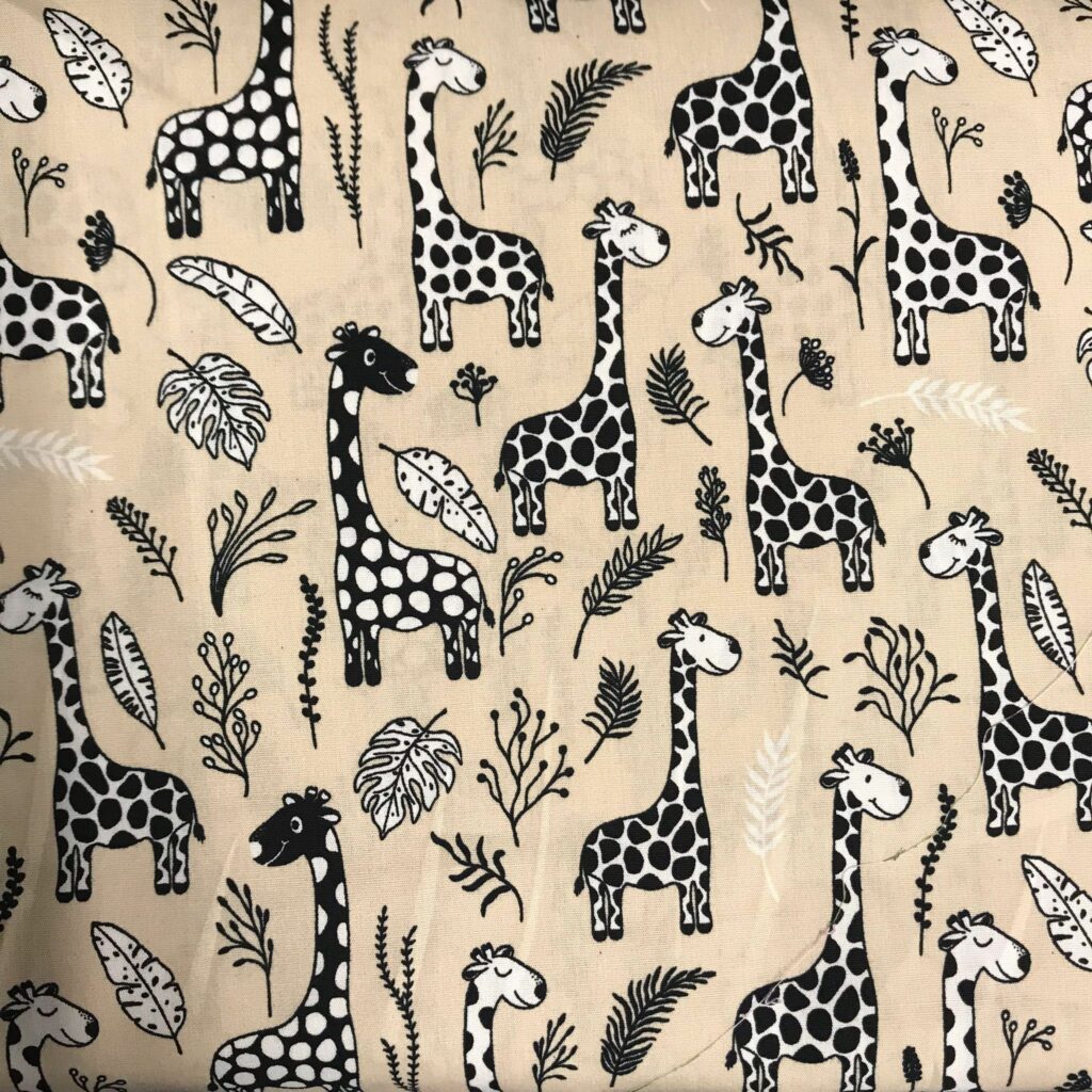 Popeline Coton Imprime Girafes / Feuilles