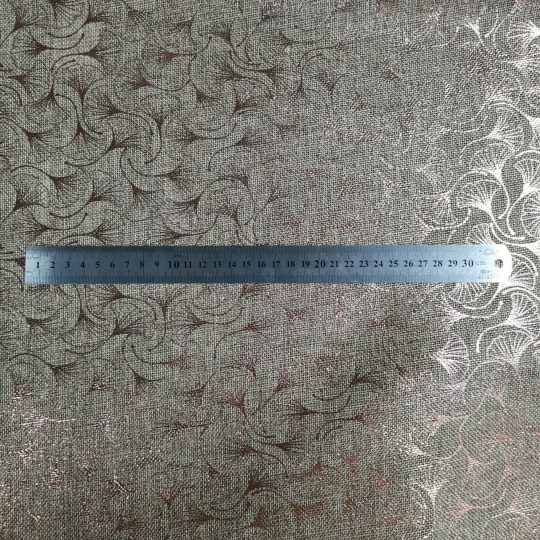 Toile De Jute Impression Métal – Fleur De Ginko Bronze — vue 2