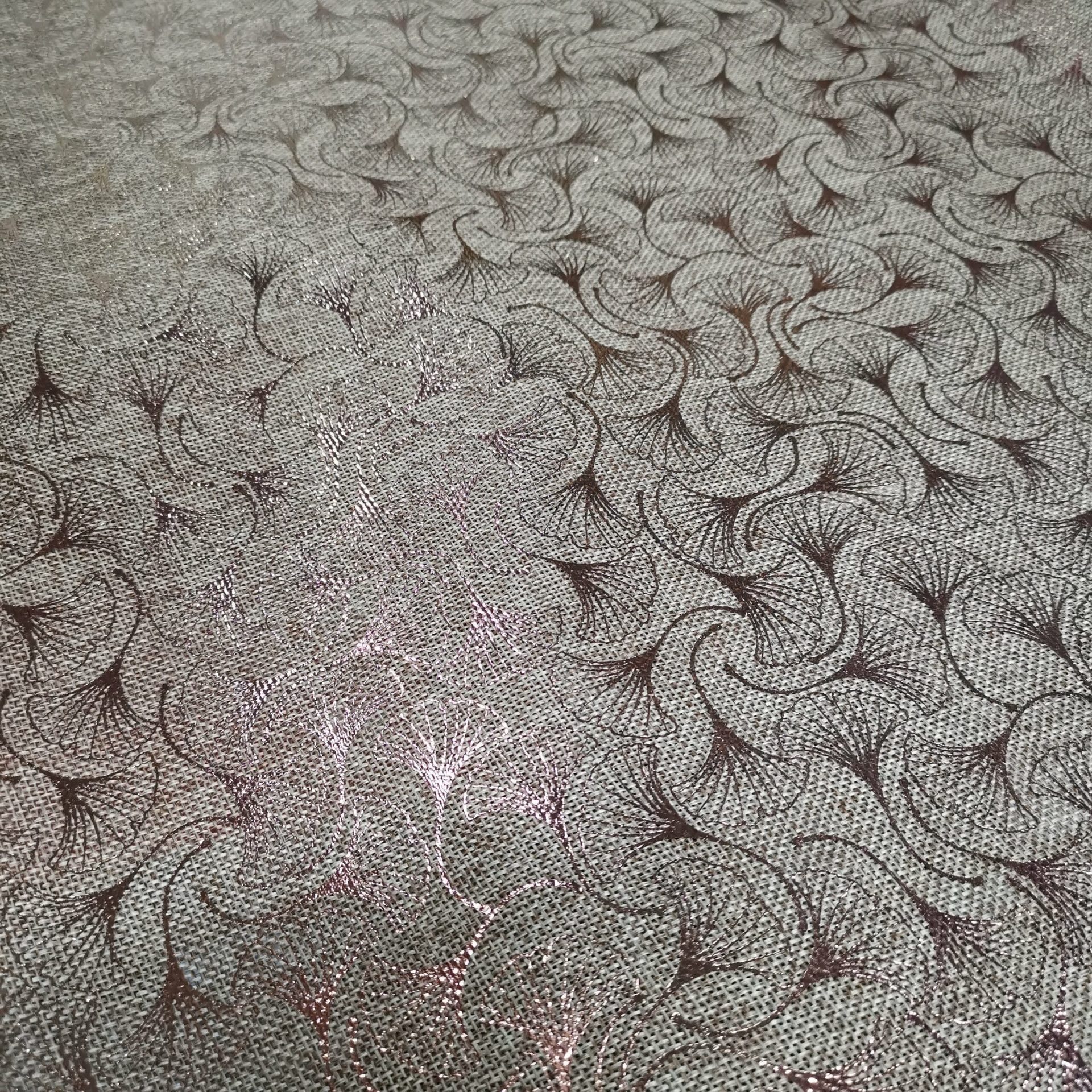 Toile De Jute Impression Métal – Fleur De Ginko Bronze — vue 4