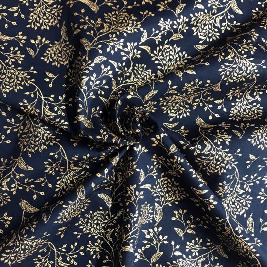 Popeline Coton Motif Feuillage