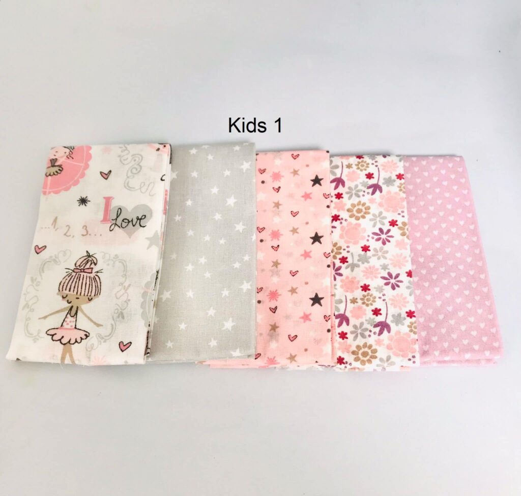 LOT DE 5 COUPONS COTON KIDS 45x55cm