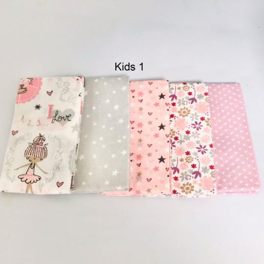 LOT DE 5 COUPONS COTON KIDS 45x55cm