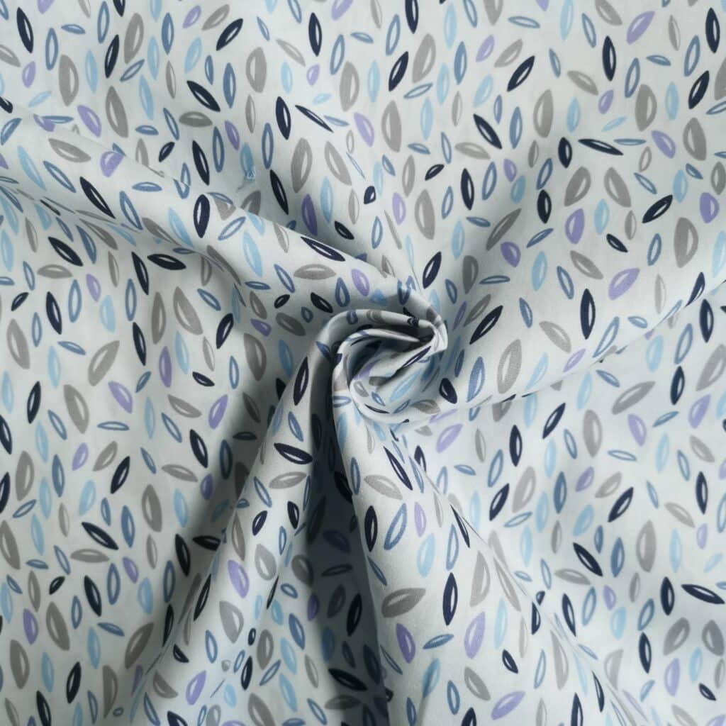 Popeline Coton Petit Motif Feuilles Abstrait