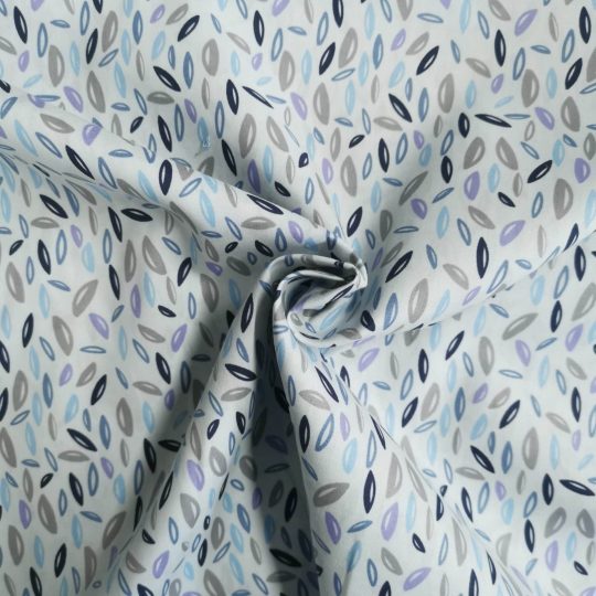 Popeline Coton Petit Motif Feuilles Abstrait
