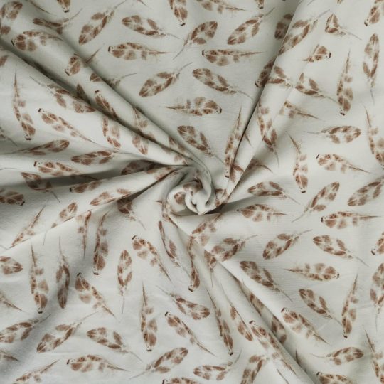 Tissu Jersey Plumes Beiges