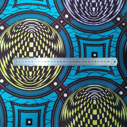 Tissu Africain Motif Géométrique Turquoise — vue 2