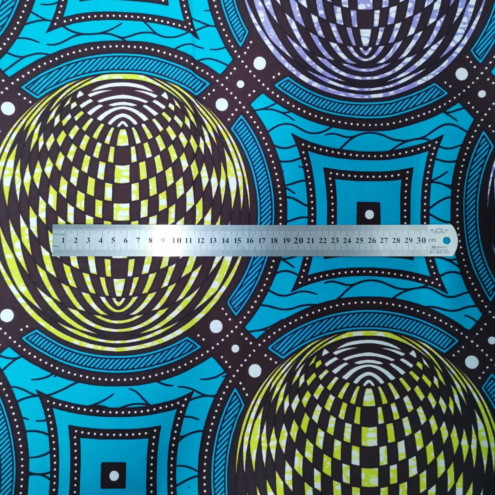 Tissu Africain Motif Géométrique Turquoise — vue 2