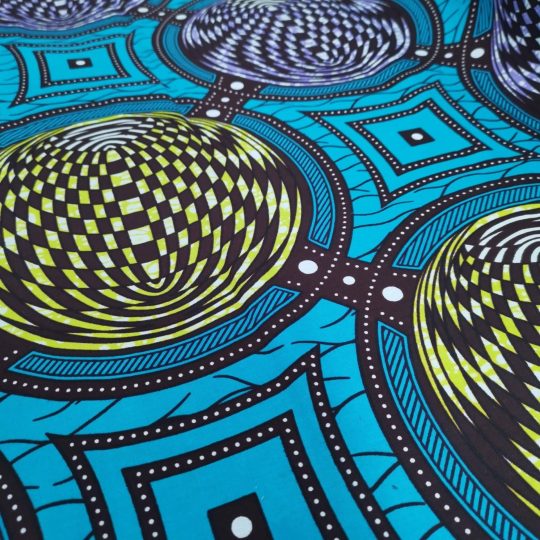 Tissu Africain Motif Géométrique Turquoise — vue 3