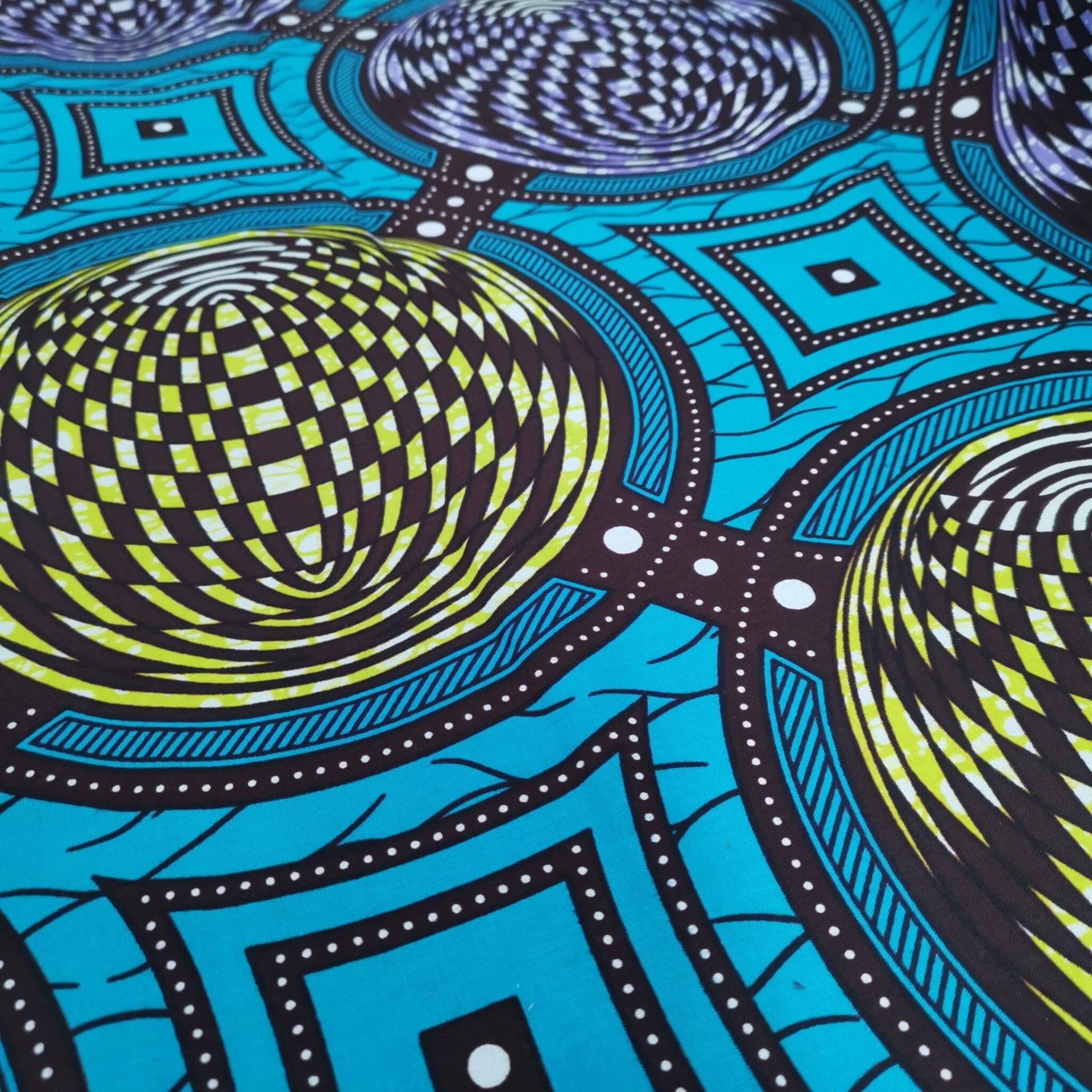 Tissu Africain Motif Géométrique Turquoise — vue 3