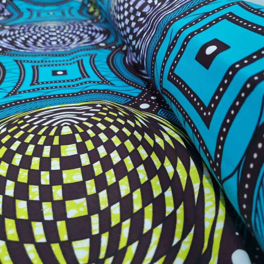 Tissu Africain Motif Géométrique Turquoise