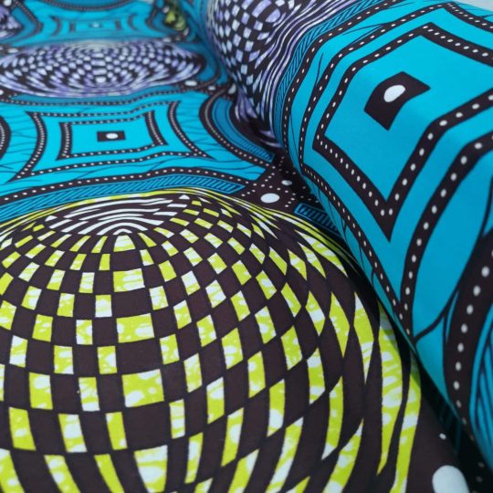 Tissu Africain Motif Géométrique Turquoise