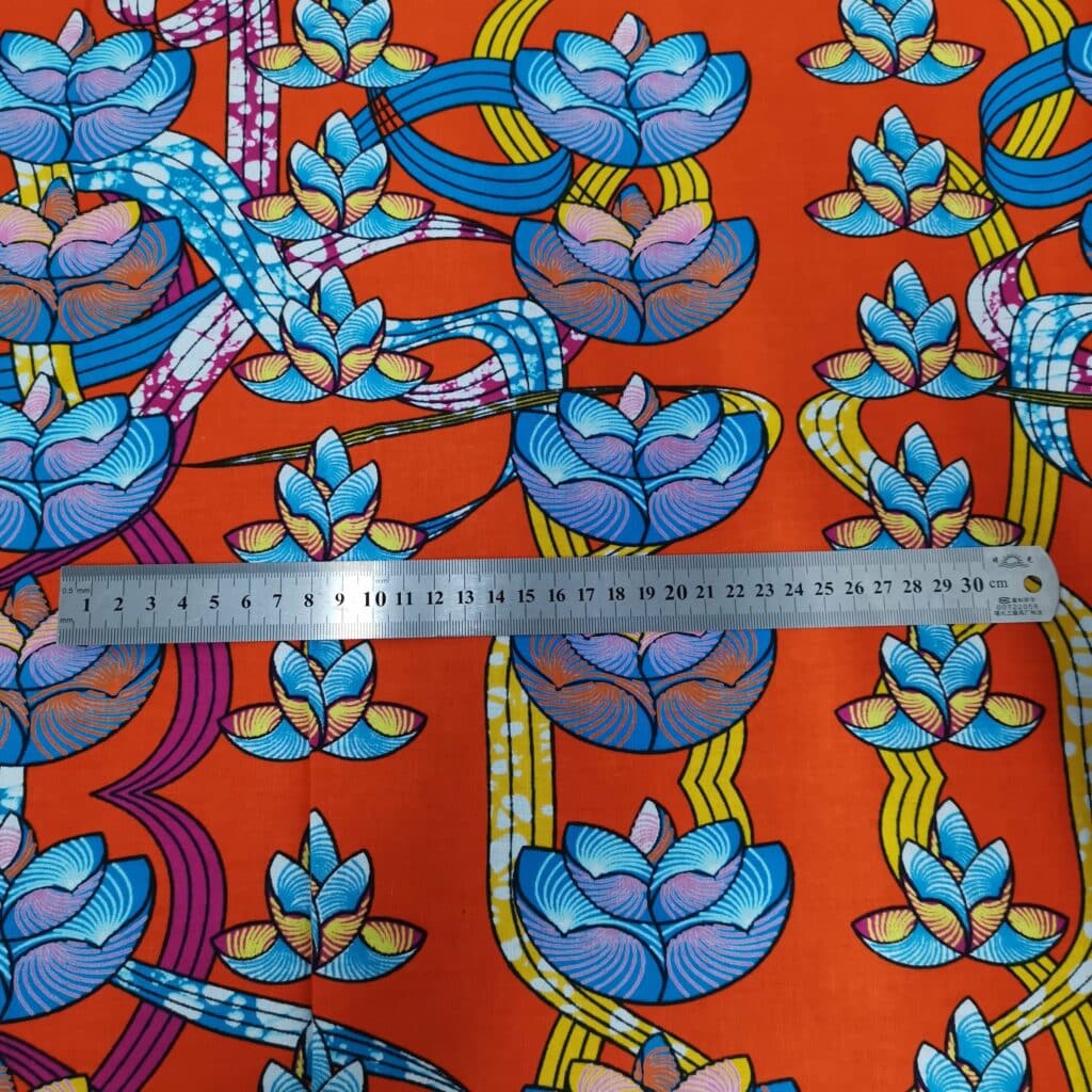 Tissu Africain Motif Floral Orange — vue 2