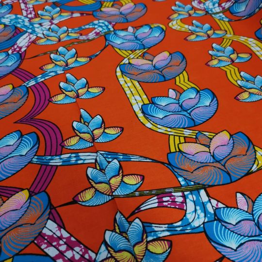 Tissu Africain Motif Floral Orange — vue 3