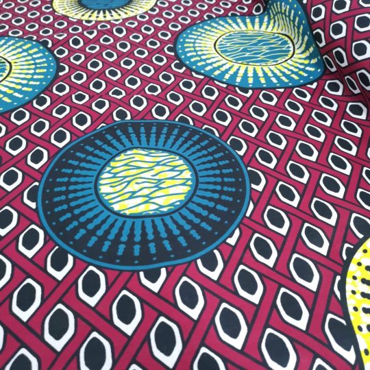 Tissu Africain Motif Géométrique Bordeaux — vue 4