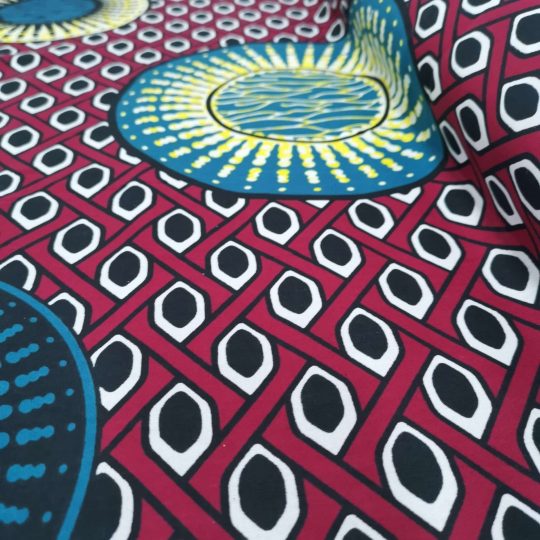 Tissu Africain Motif Géométrique Bordeaux