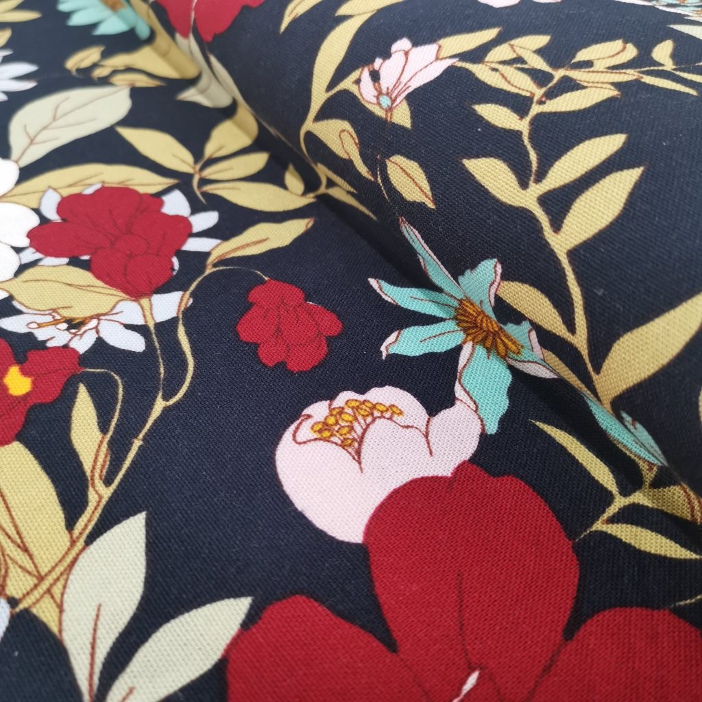 Lin Viscose Motif Fleuri