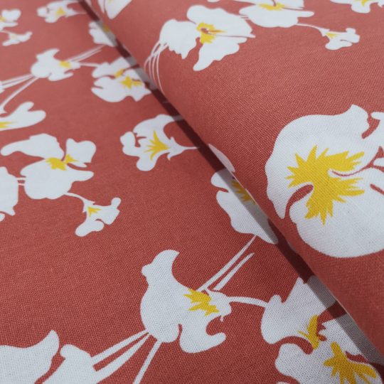 Lin Viscose Motif Fleuri