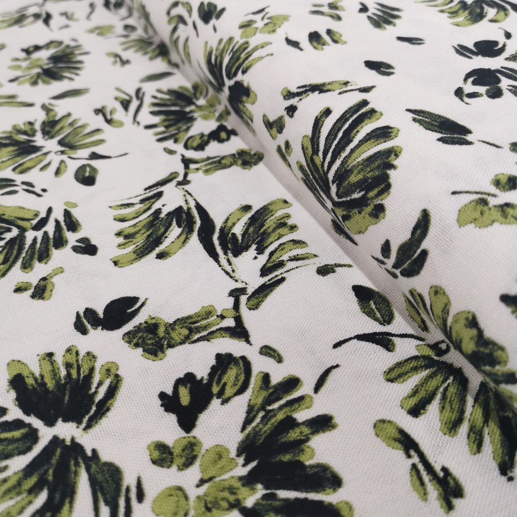 Lin Viscose Motif Fleuri