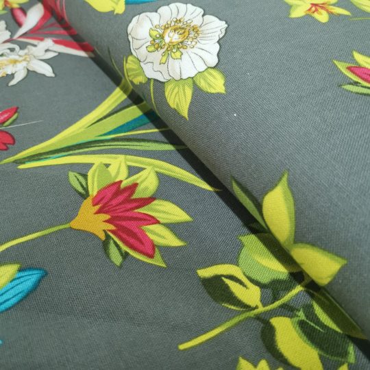 Lin Viscose Motif Fleuri