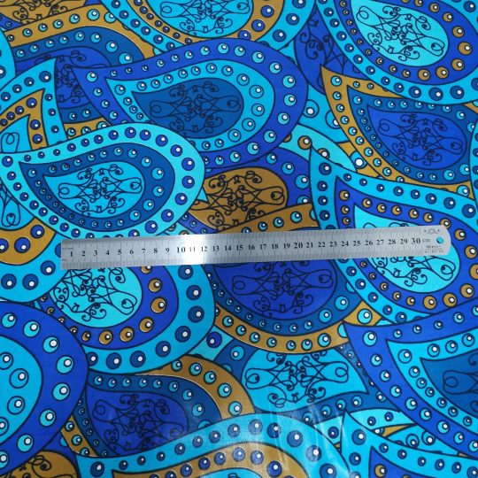 Tissu Africain Motif Paisley Bleu — vue 4