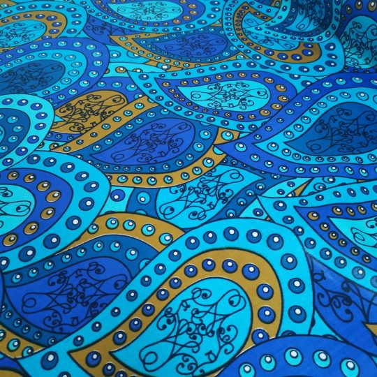 Tissu Africain Motif Paisley Bleu — vue 2