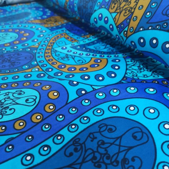 Tissu Africain Motif Paisley Bleu