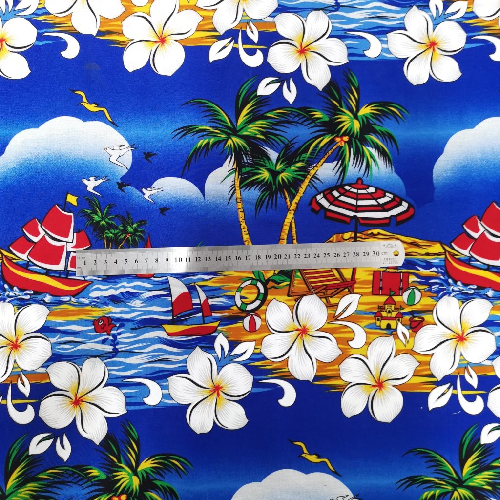 Fibrane Imprimée Plage Tropicale Fleur De Frangipanier Tiaré — vue 2