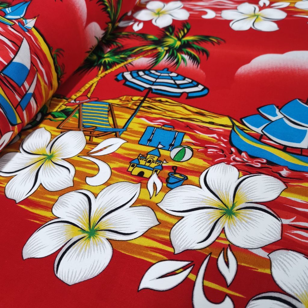 Fibrane Imprimée Plage Tropicale Fleur De Frangipanier Tiaré