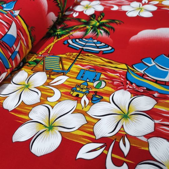 Fibrane Imprimée Plage Tropicale Fleur De Frangipanier Tiaré
