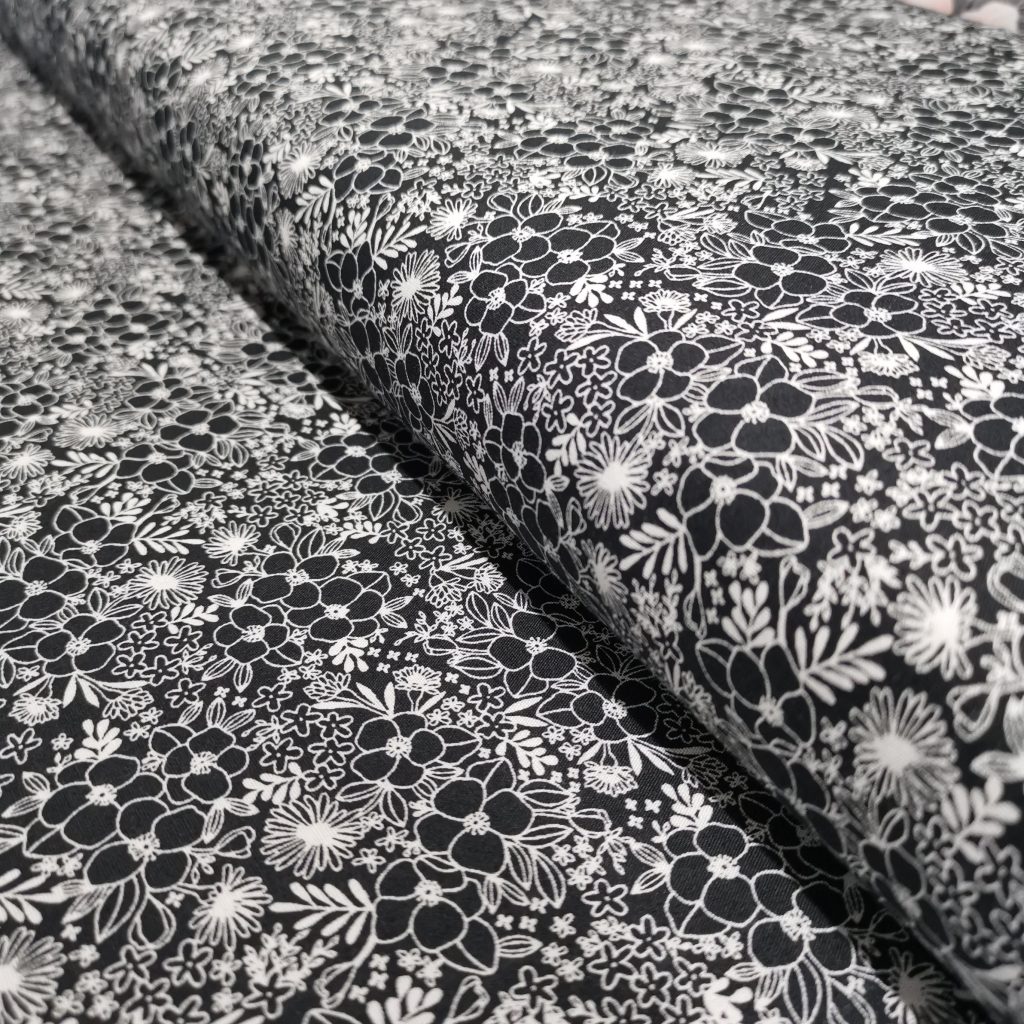 Tissu Coton Imprimé Floral Monochrome — vue 4