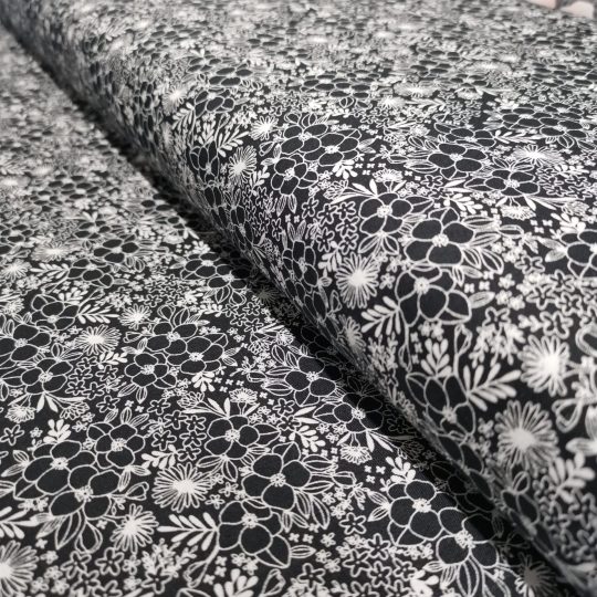 Tissu Coton Imprimé Floral Monochrome — vue 4