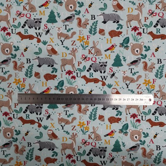 Coton Imprimé Animaux De La Fôret Alphabet — vue 3
