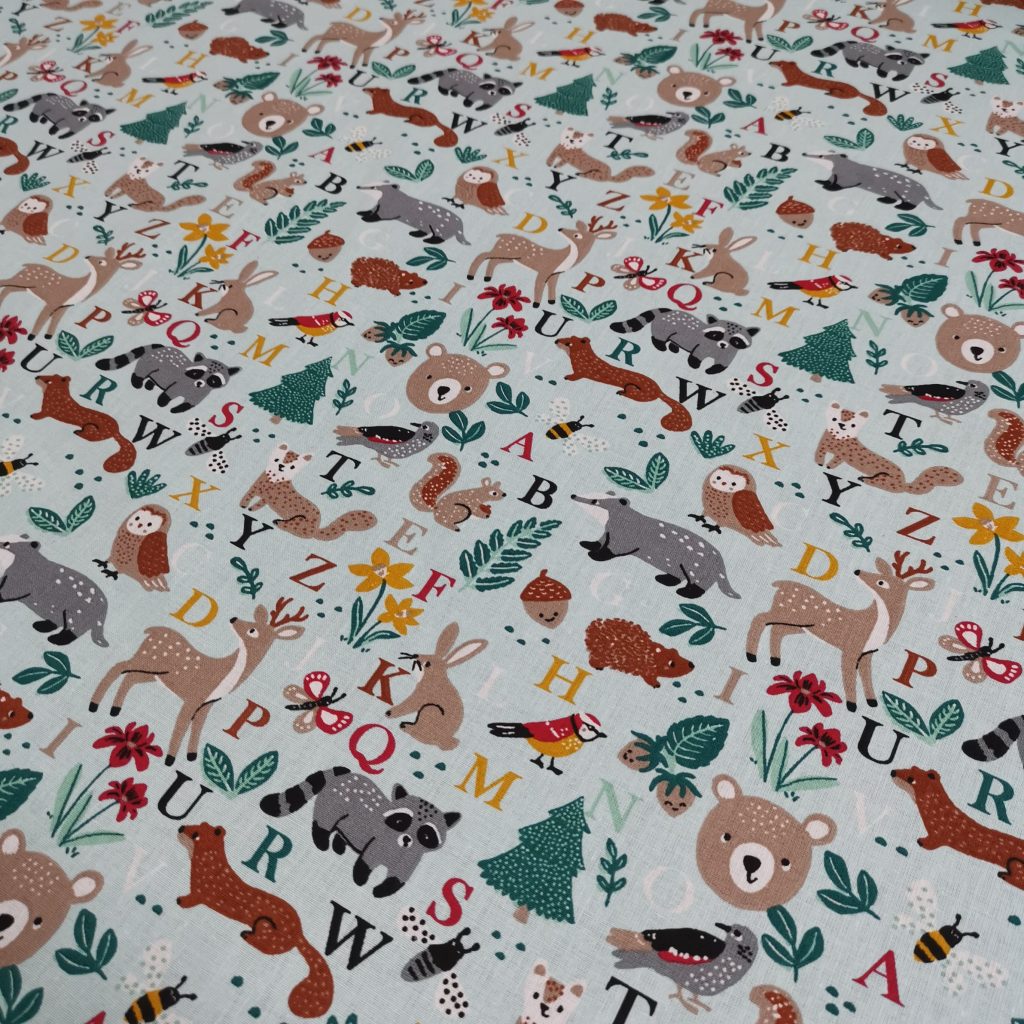 Coton Imprimé Animaux De La Fôret Alphabet — vue 4