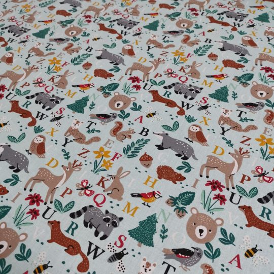 Coton Imprimé Animaux De La Fôret Alphabet — vue 4