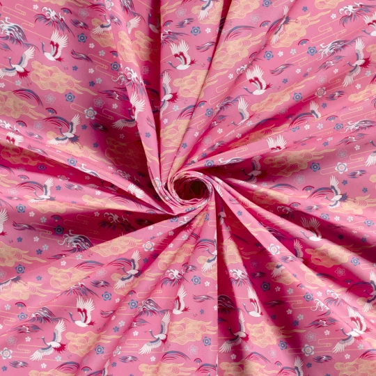 Tissu Coton Popeline Imprimé Héron Japonais — vue 5