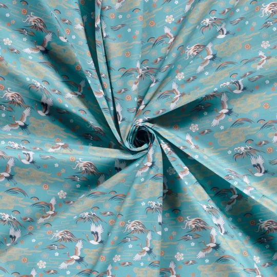Tissu Coton Popeline Imprimé Héron Japonais — vue 3