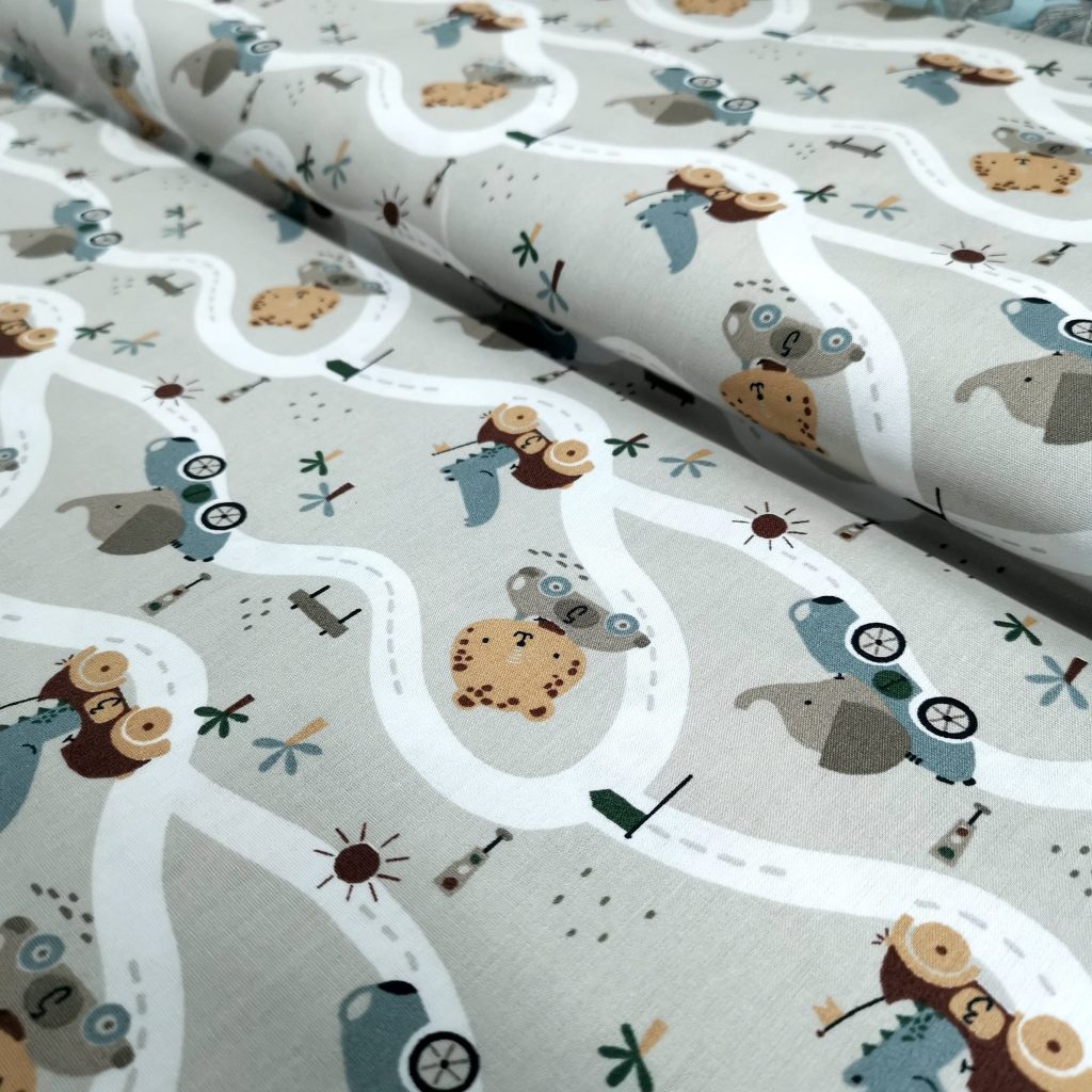 Popeline Coton Digital – Animaux En Voiture