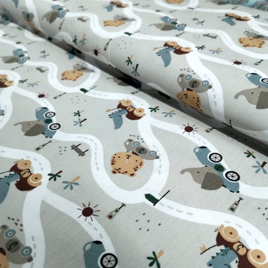 Popeline Coton Digital – Animaux En Voiture