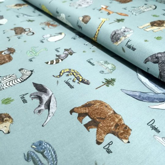 Popeline Coton Digital – Animaux En Anglais / Animals In English