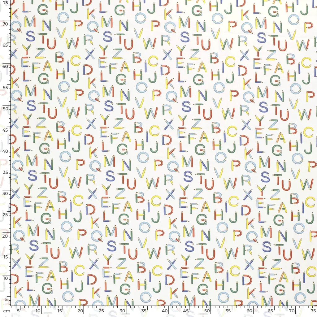 Tissu Coton Popeline Imprimé Alphabet — vue 4