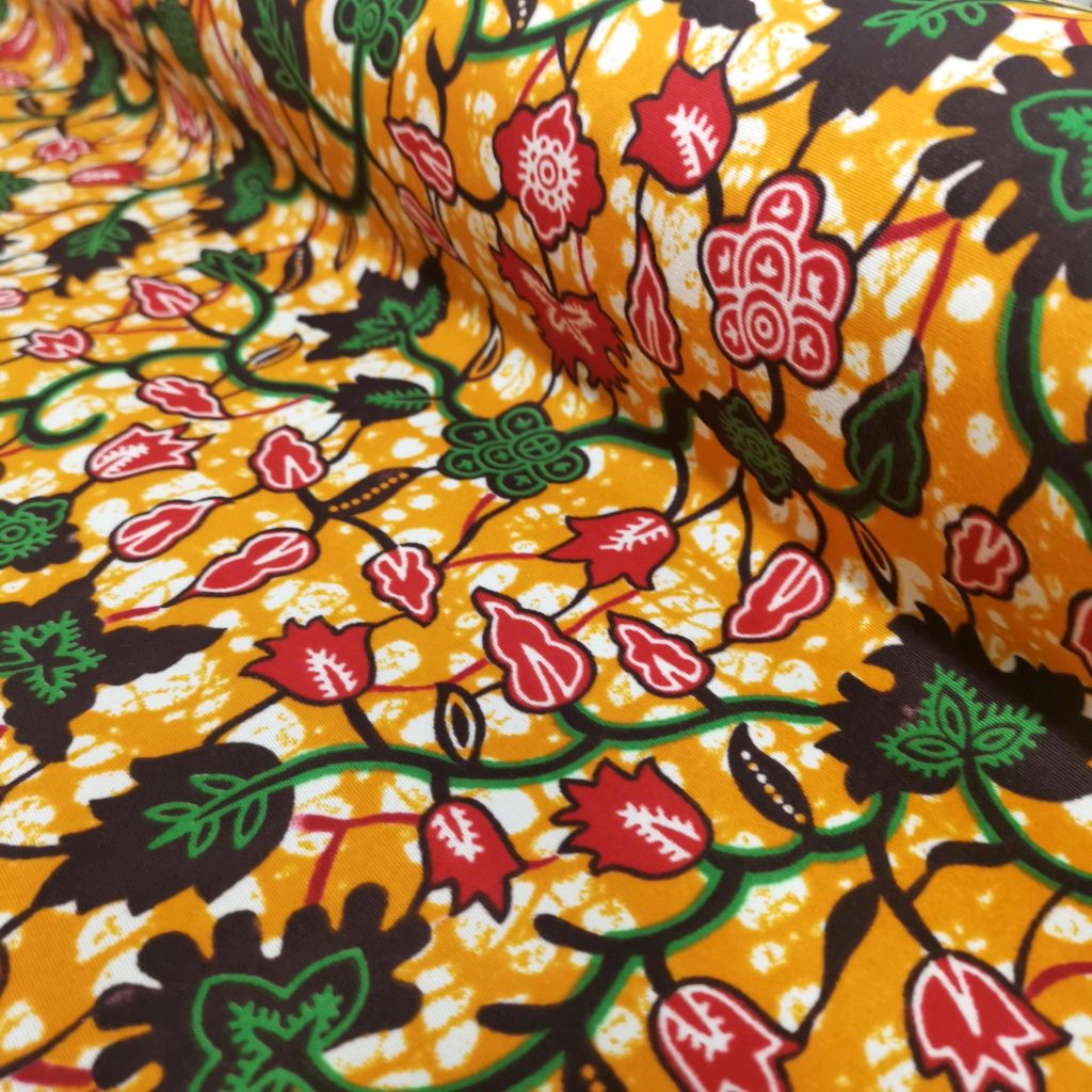 Tissu Africain Motif – Floral Orange