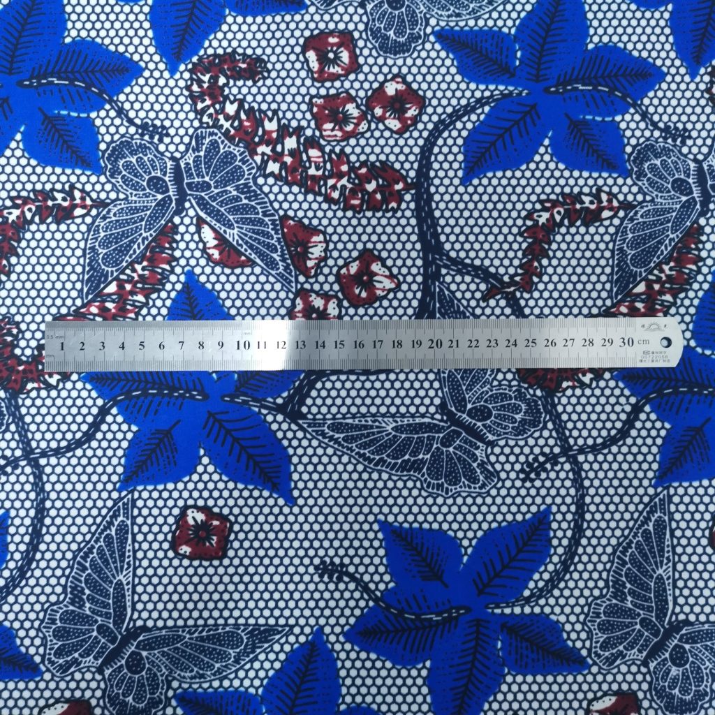 Tissu Africain Motif – Floral Bleu Papillon — vue 2