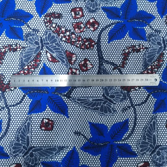 Tissu Africain Motif – Floral Bleu Papillon — vue 2