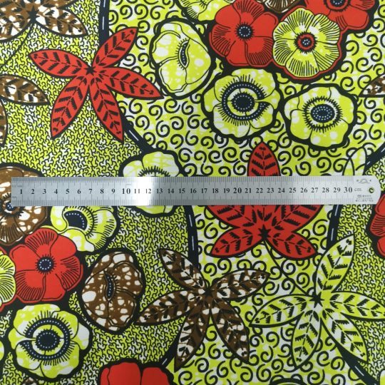 Tissu Africain Motif – Floral Vert Marron — vue 2