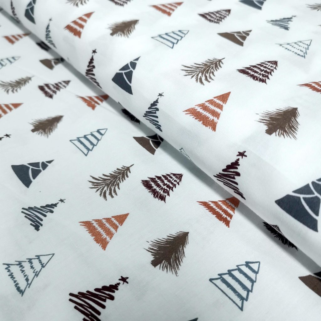 Popeline Coton – Motif Noel Sapin Lurex