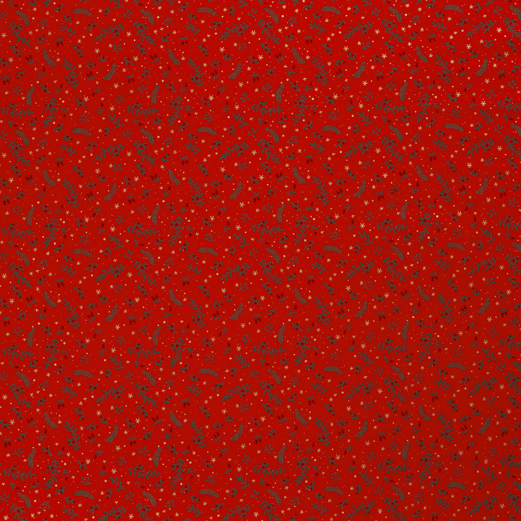 Popeline Coton – Motif Noël Branche De Houx — vue 5